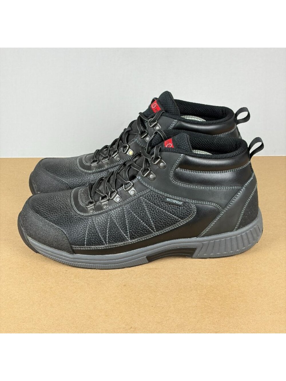 Orthofeet 488 Hunter Waterproof Boots Mens 13 Black Leather Lace Up Comfort